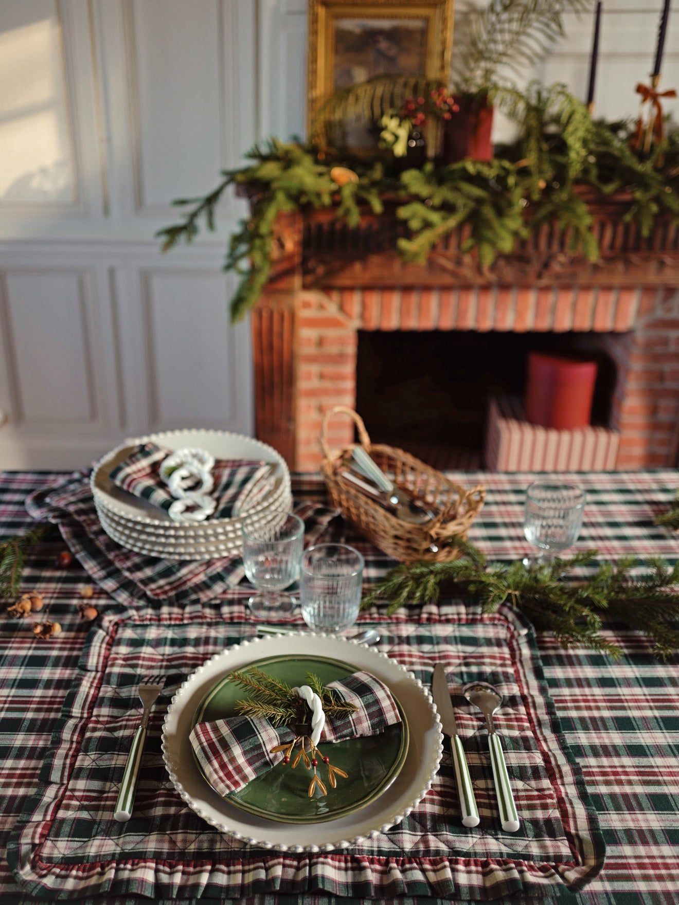 Geruite placemats, set van 2 - Kerstcollectie
