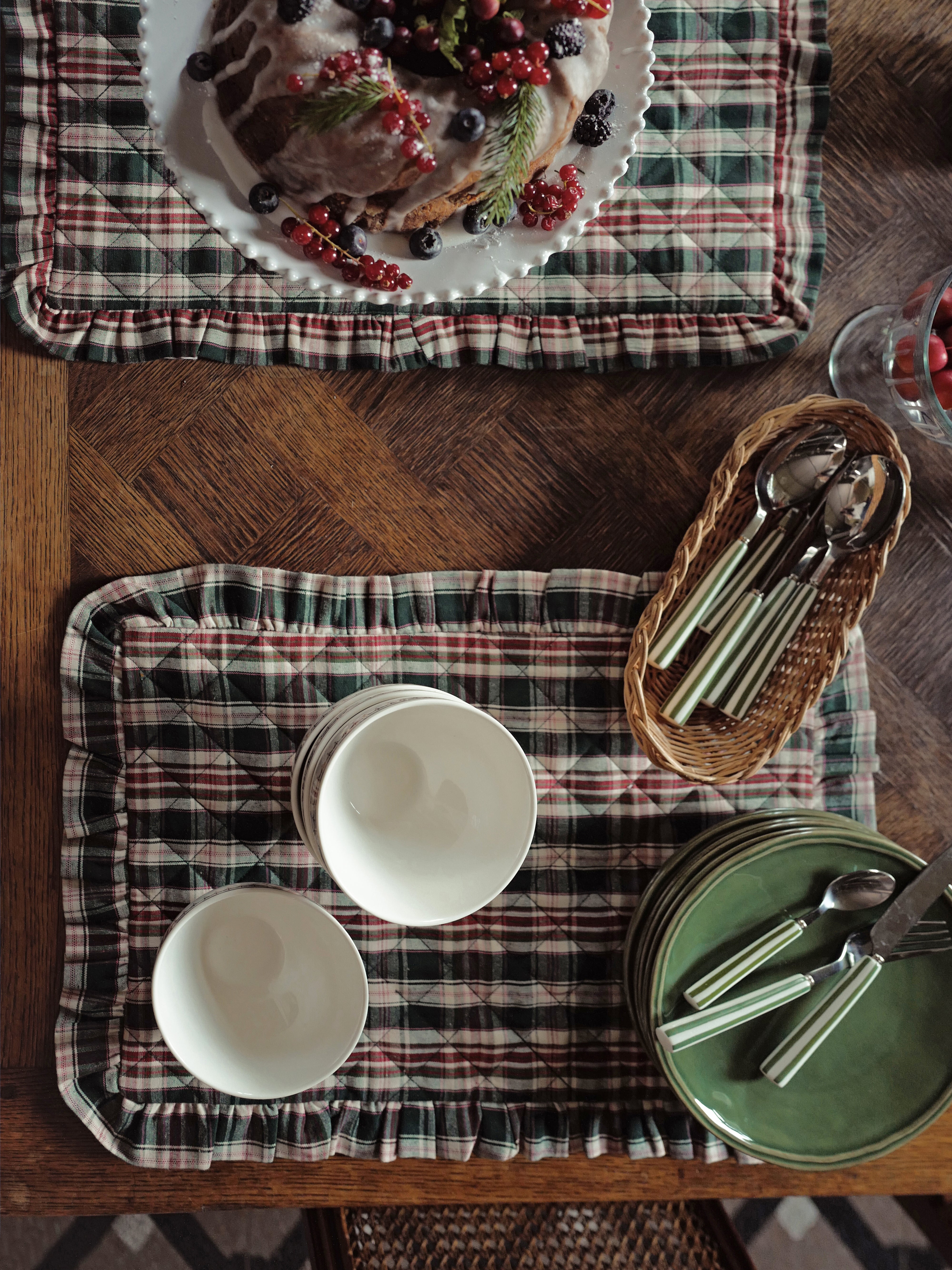 Geruite placemats, set van 2 - Kerstcollectie