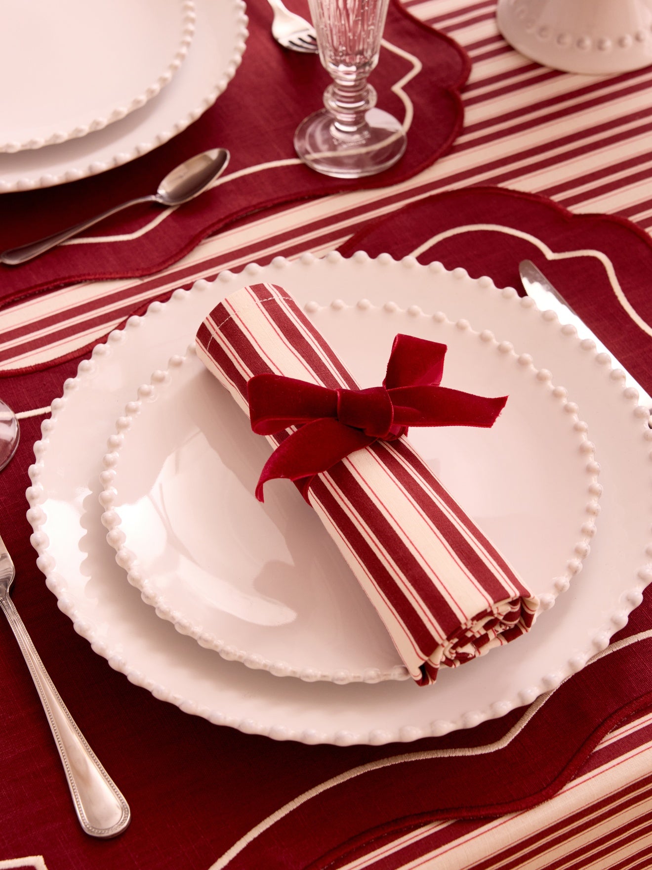 Serviettes de table rayées par lot de 4
