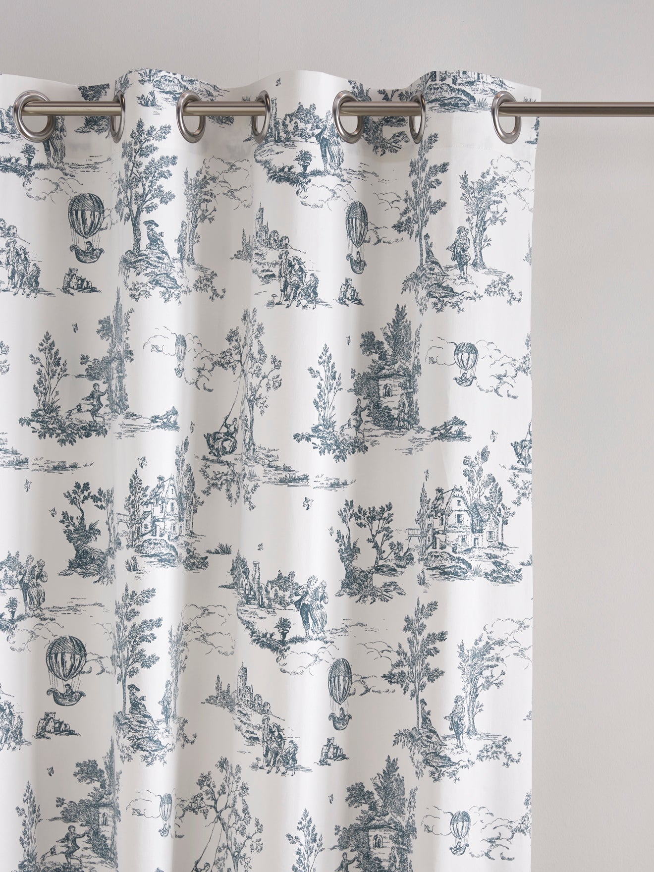 Rideau à oeillets esprit toile de Jouy