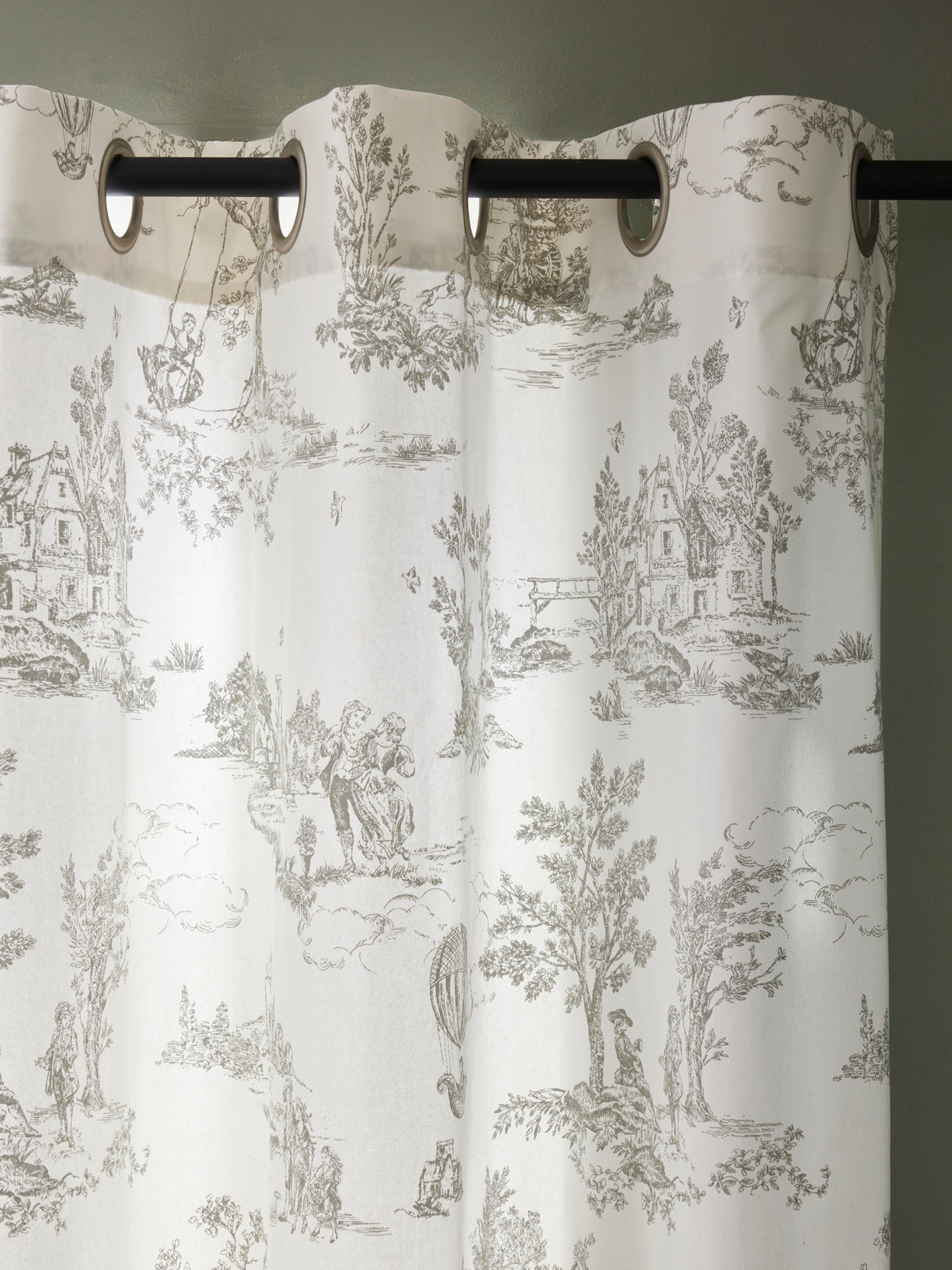 Rideau à oeillets esprit toile de Jouy