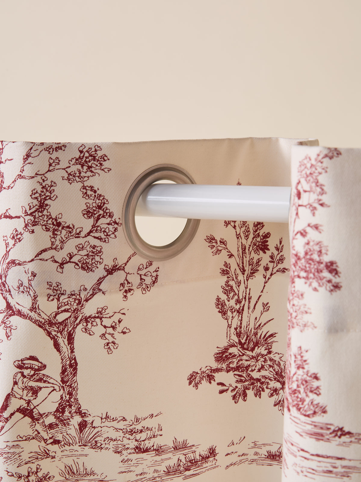 Rideau à oeillets esprit toile de Jouy
