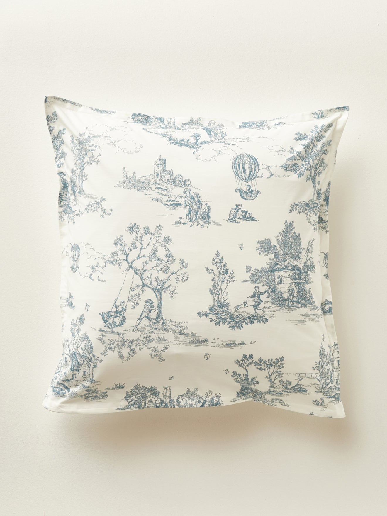 Kussensloop in katoenbatist "Toile de Jouy"-style