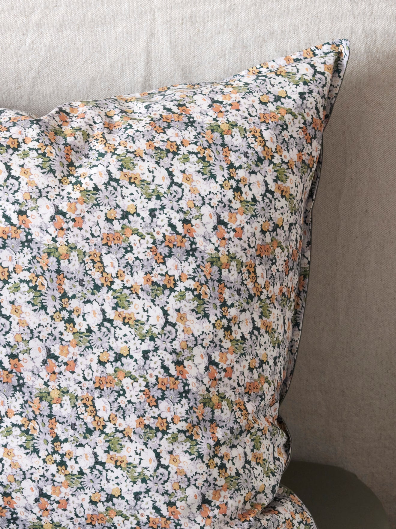 Taie d'oreiller percale de coton et tissu Liberty "Shasta"