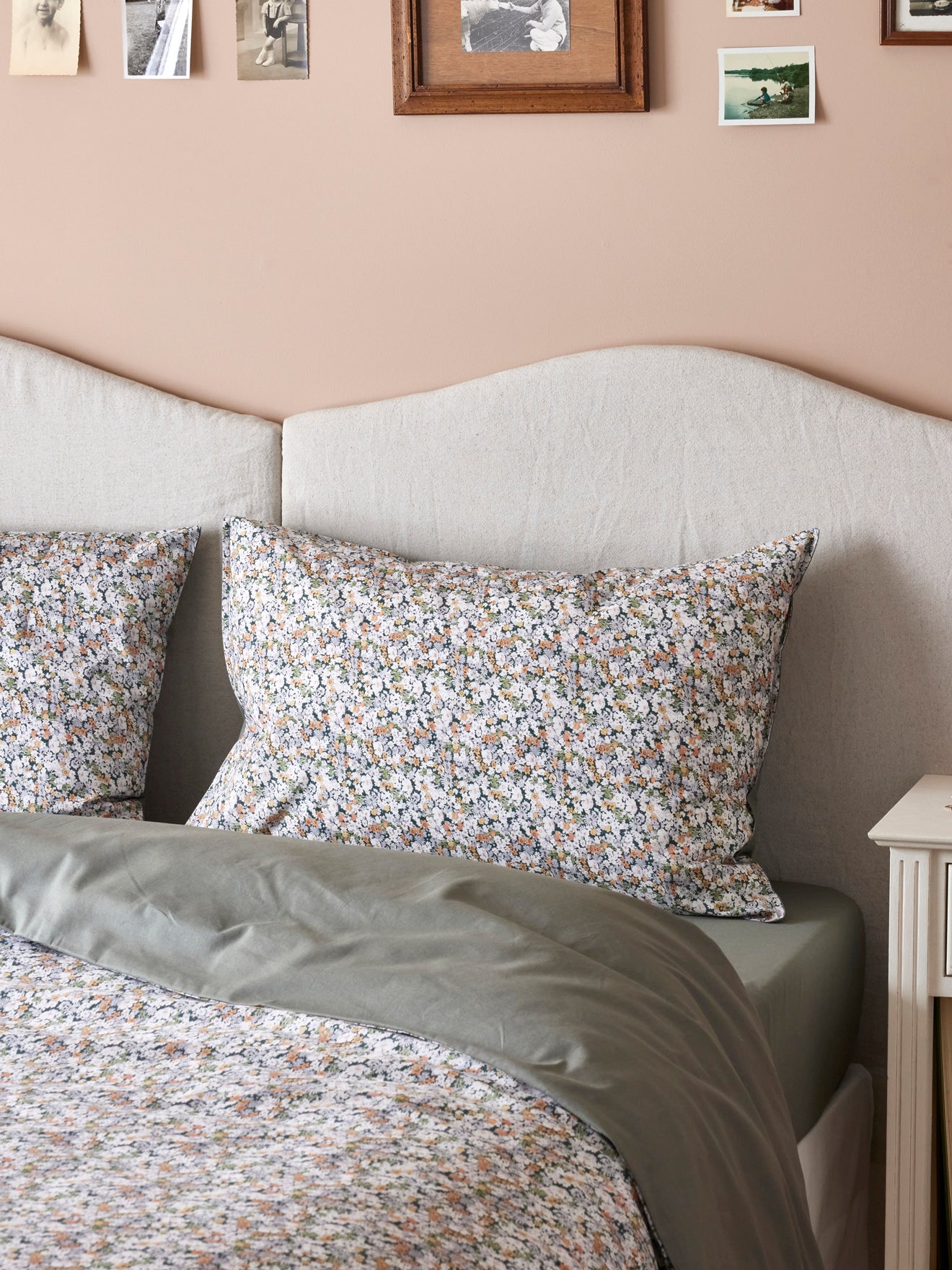 Taie d'oreiller percale de coton et tissu Liberty "Shasta"