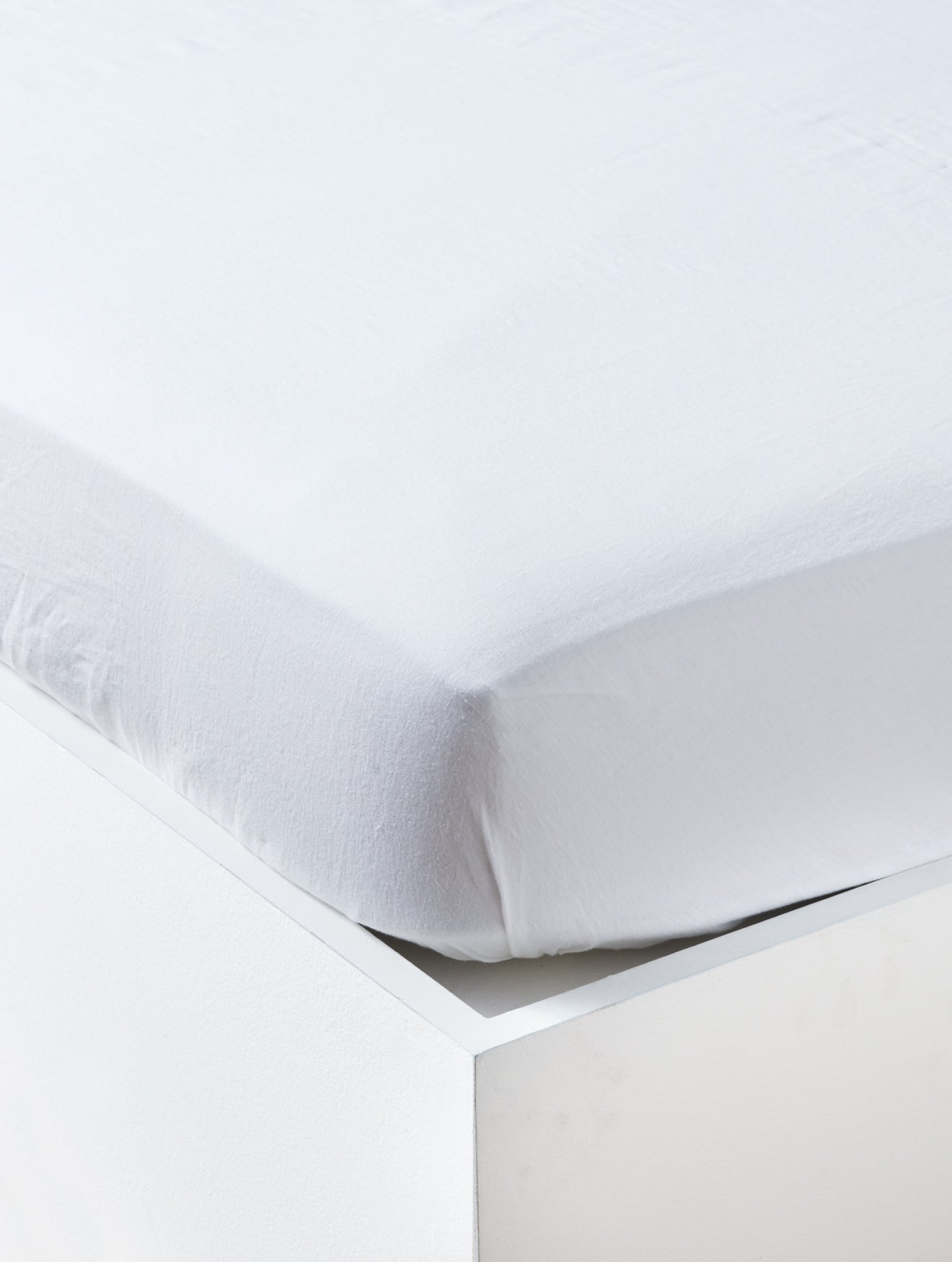 Effen hoeslaken in gewassen linnen "Cocoon"