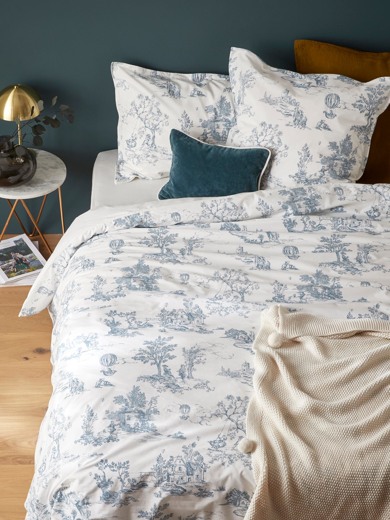 Effen hoeslaken in katoenbatist "Jouy Style"