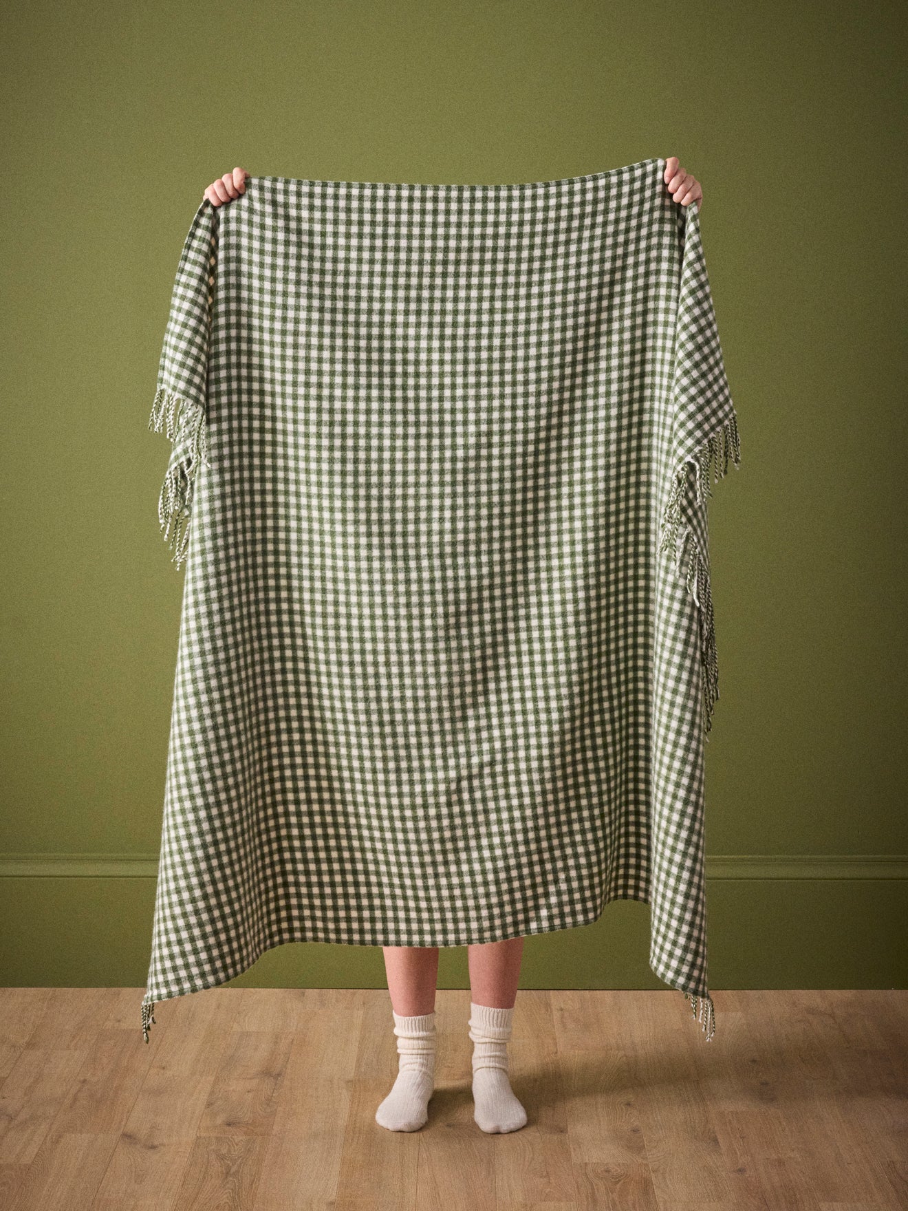 Plaid met vichyruitjes - voornamelijk wol
