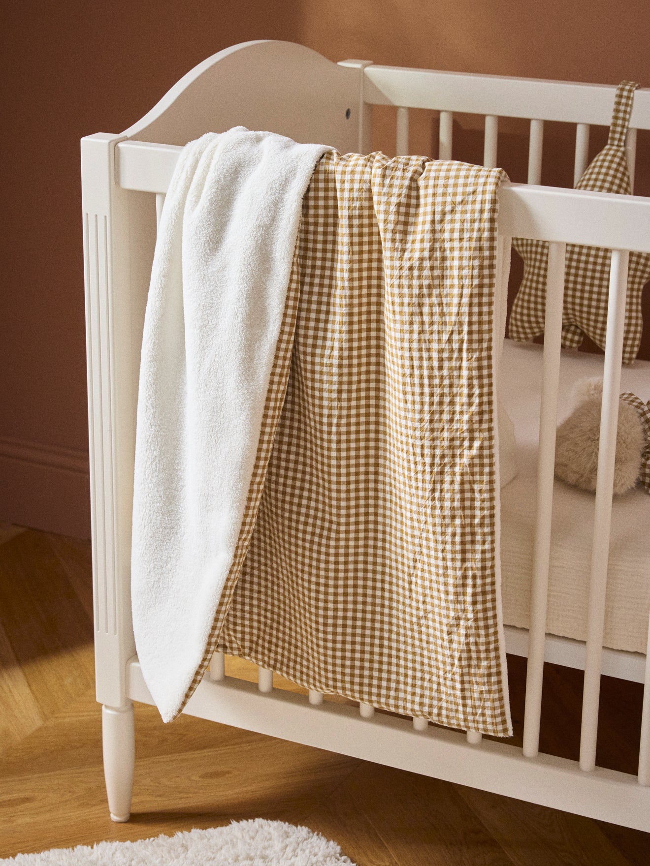 Babydeken in vichy en microfleece