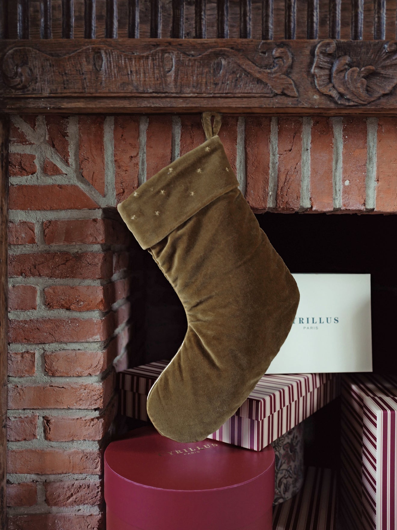 Grande chaussette de Noël en velours