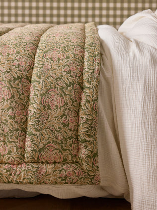 Katoenen gewatteerde sprei met bloemenprint