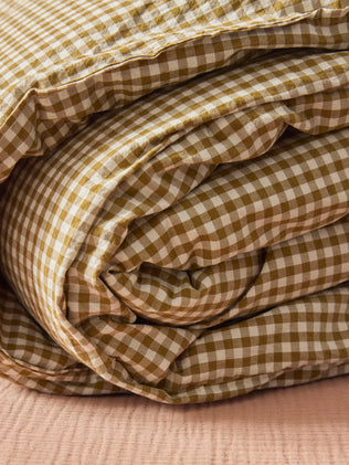 Katoenen gewatteerde sprei met vichyruitjes