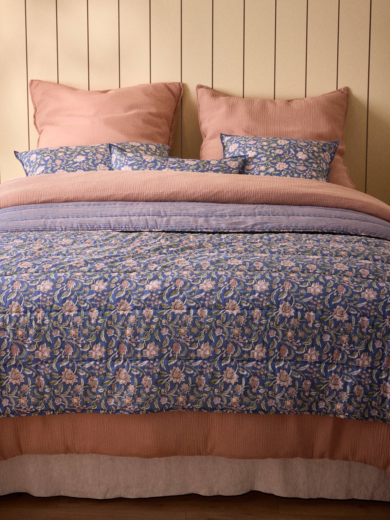 Katoenen gewatteerde sprei met Indiase Bella-print