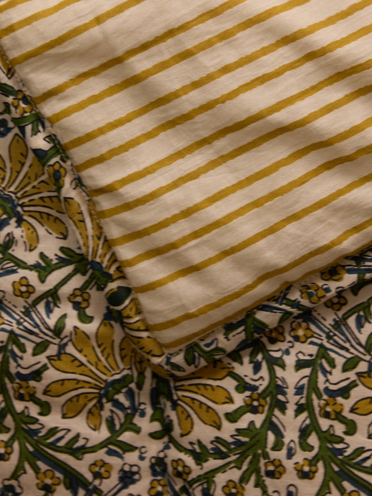 Boutis réversible tissu indien et rayures
