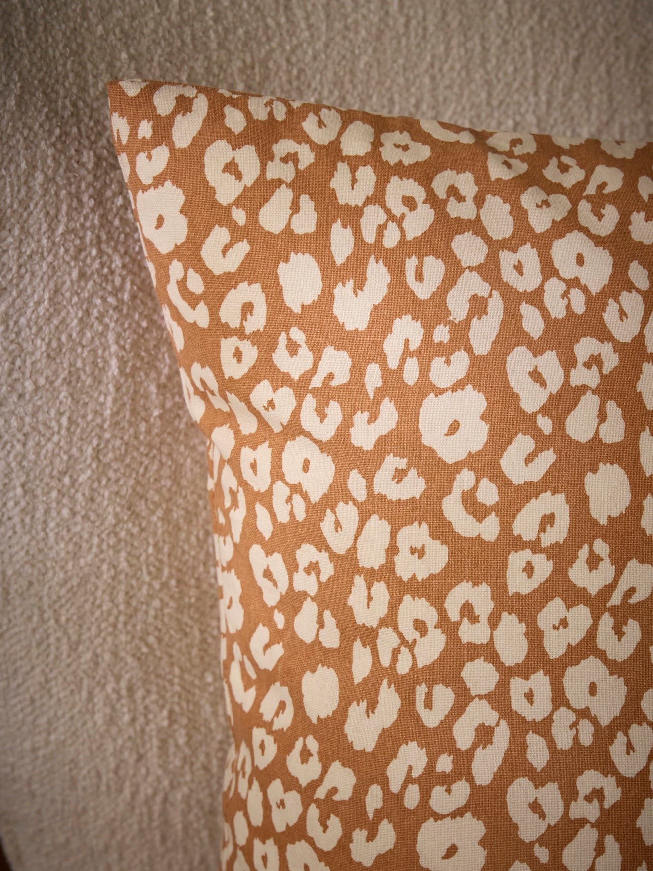 Housse de coussin en coton et lin - imprimé Fauve