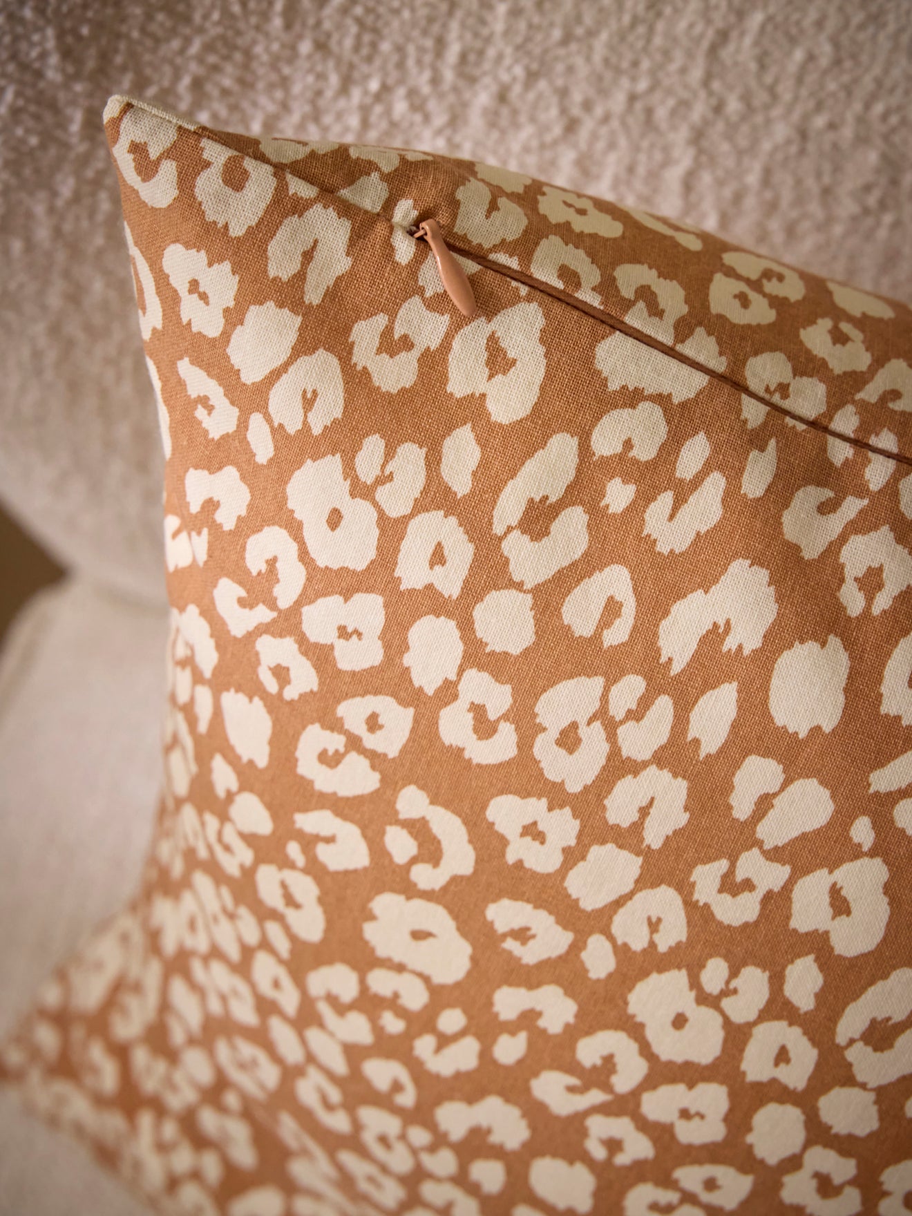 Housse de coussin en coton et lin - imprimé Fauve