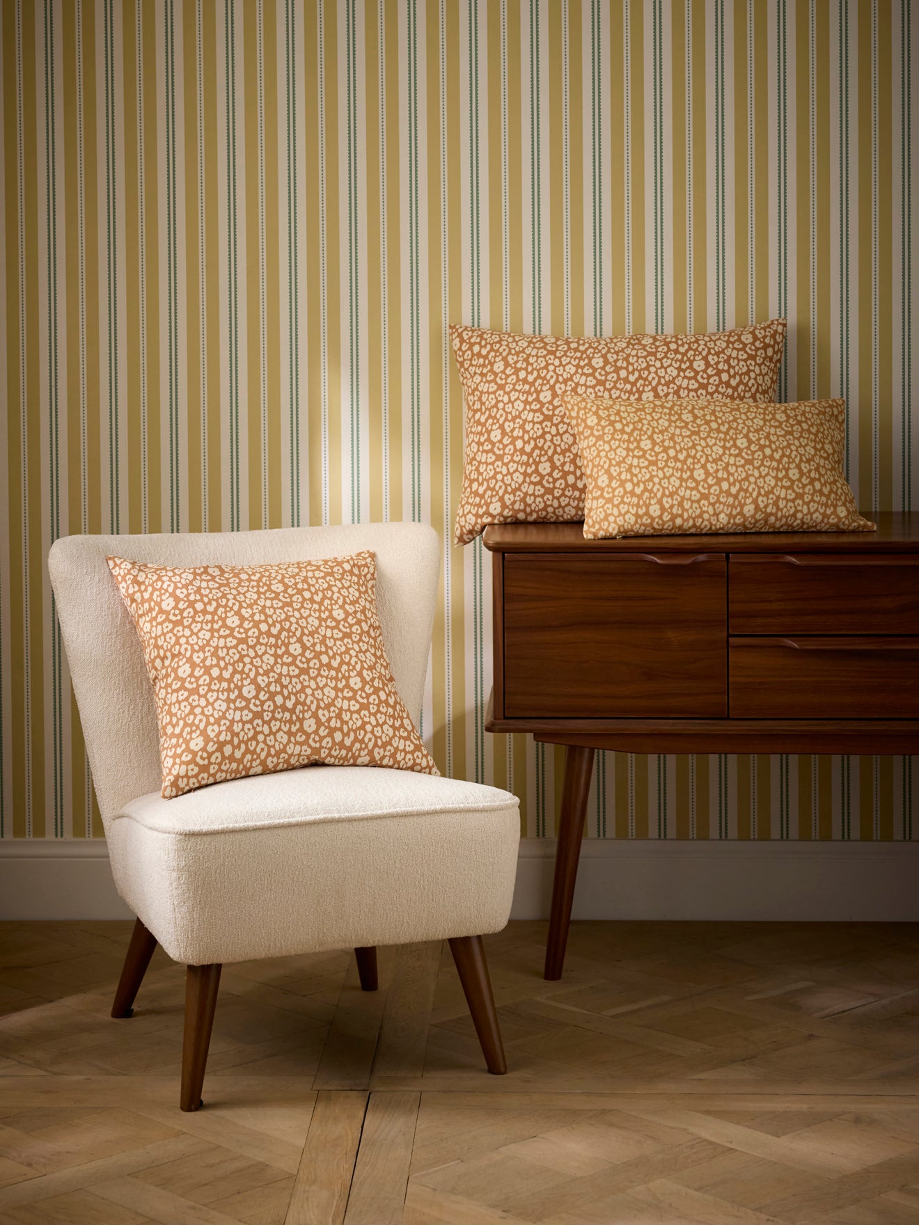 Housse de coussin en coton et lin - imprimé Fauve