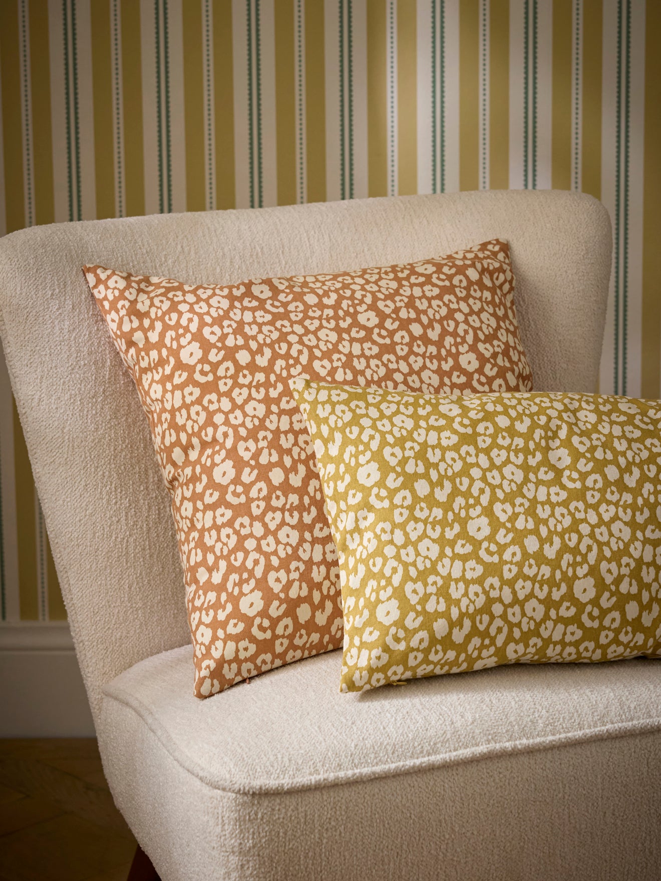 Housse de coussin en coton et lin - imprimé Fauve