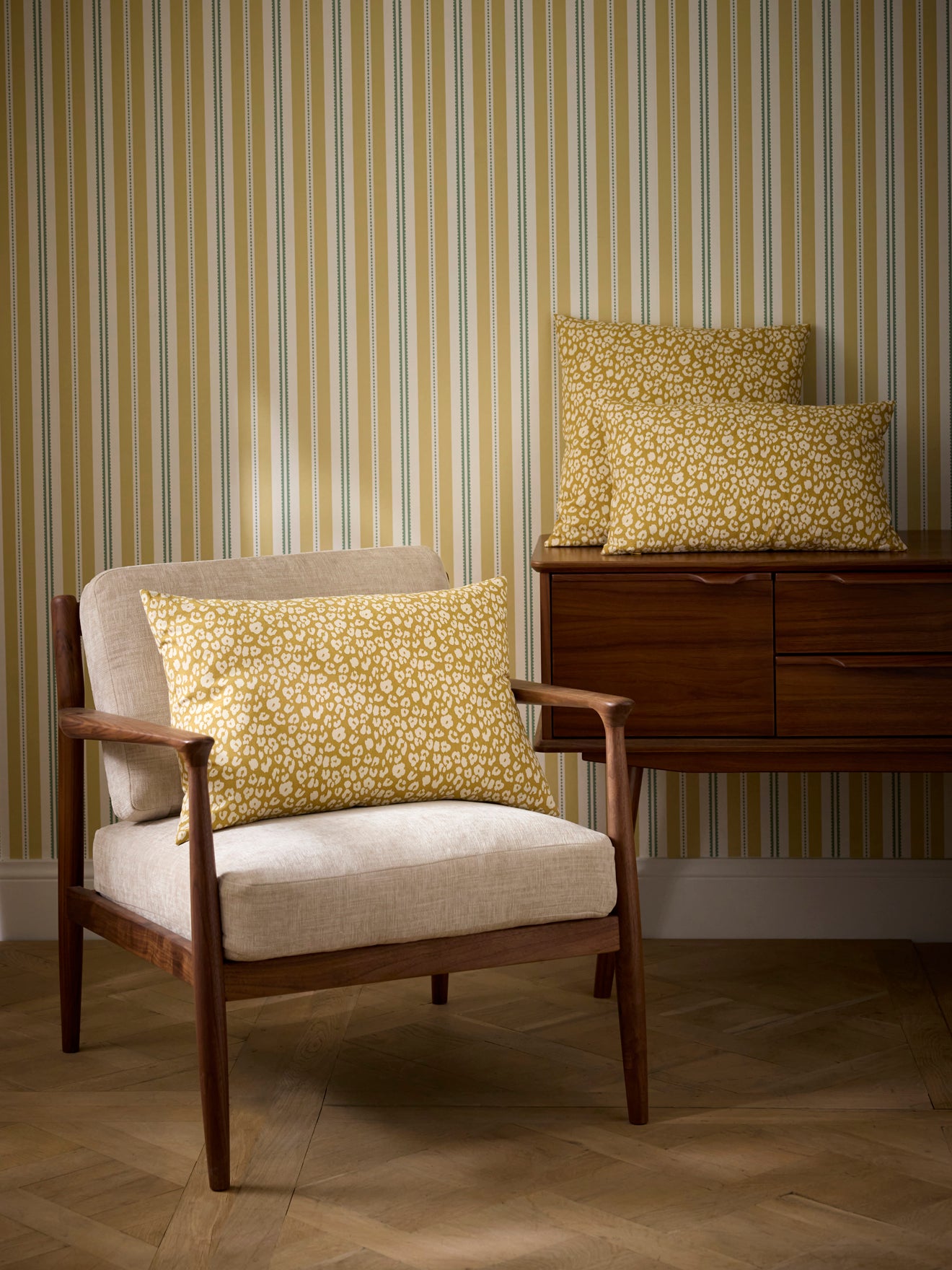 Housse de coussin en coton et lin - imprimé Fauve