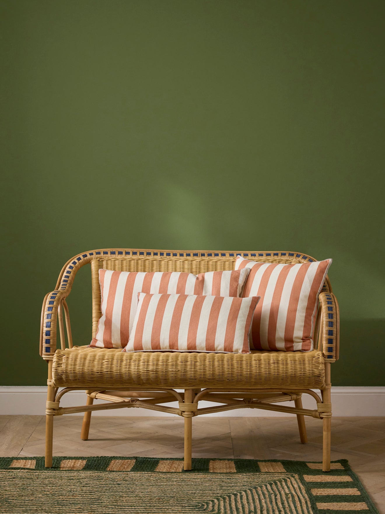Housse de coussin rayée en coton/lin