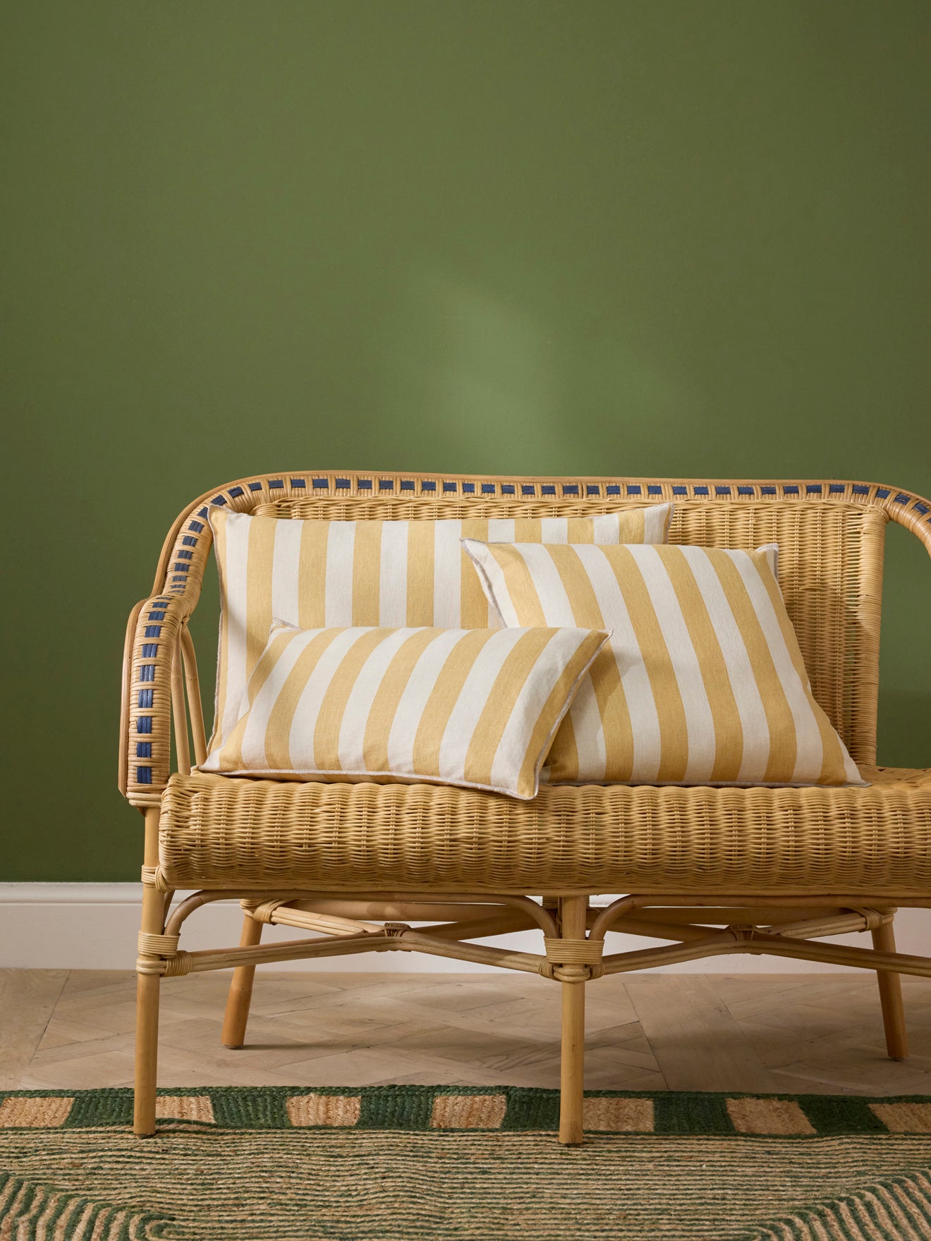 Housse de coussin rayée en coton/lin