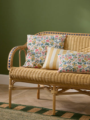Housse de coussin fleurie en coton/lin