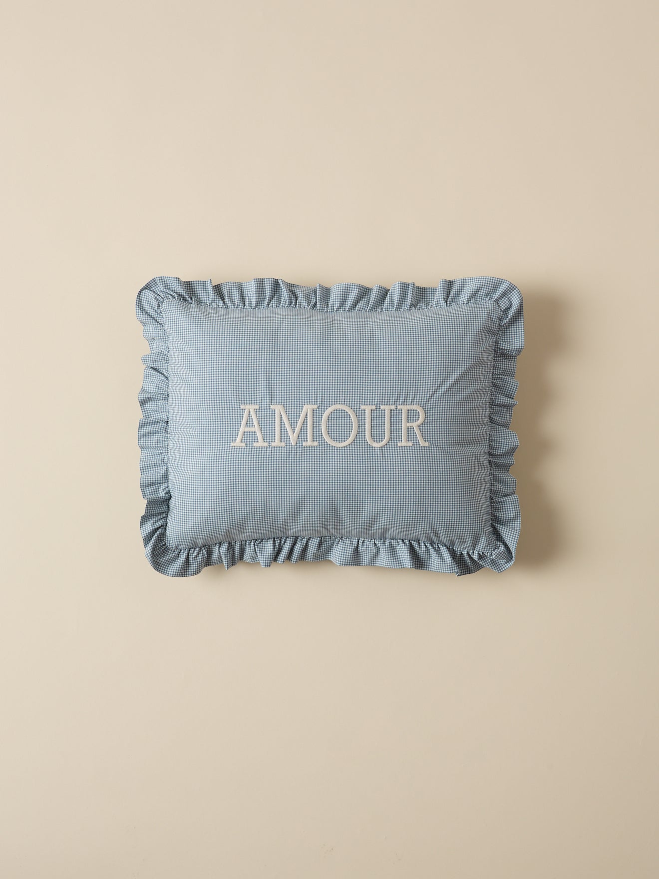 Kussen met vichyruitjes "Amour"