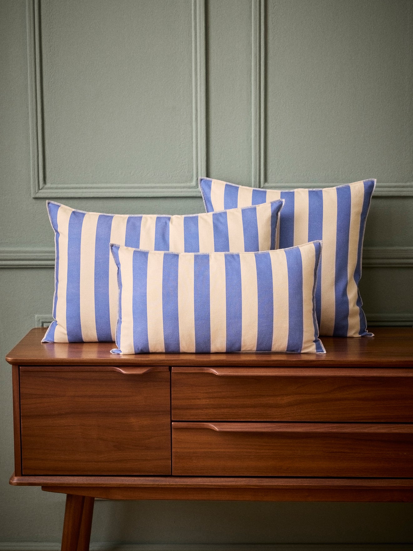 Housse de coussin rayée coton et lin