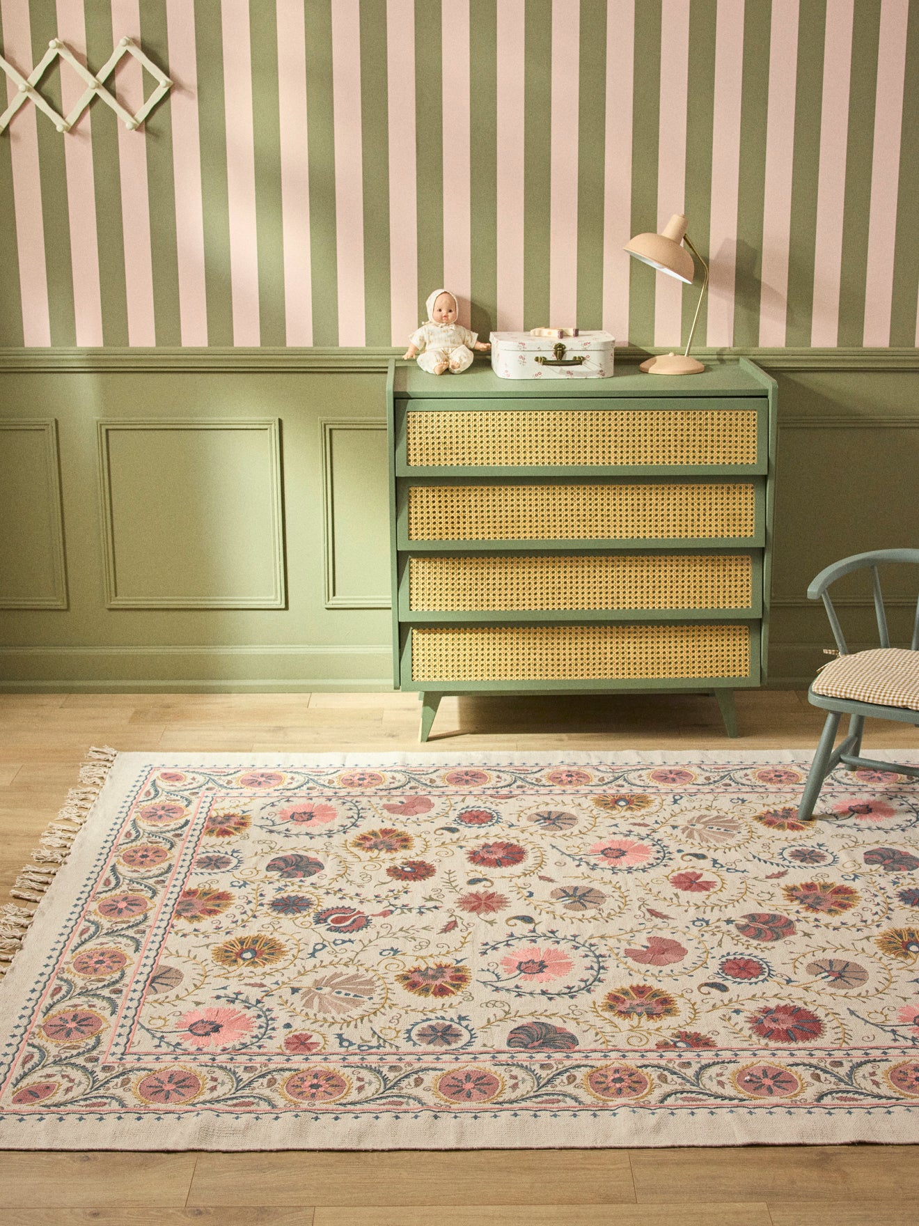 Katoenen tapijt met borduursel "Flore" - XL