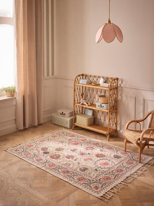 Katoenen tapijt met borduursel "Flore" - XL