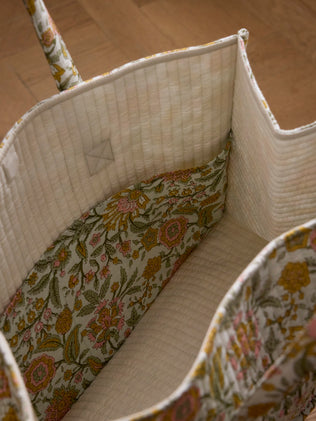 Sac cabas matelassé en tissu indien - imprimé Kolkata