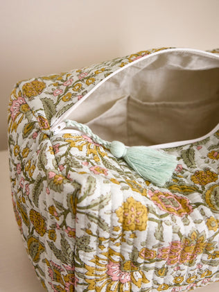 Trousse de toilette matelassée en tissu indien - imprimé Kolkata