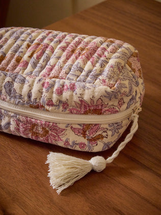 Trousse de toilette matelassée en tissu indien - imprimé Indore