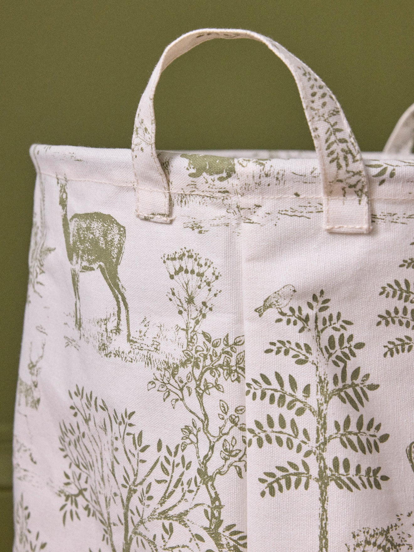 Ronde opbergbak in toile de Jouy stijl