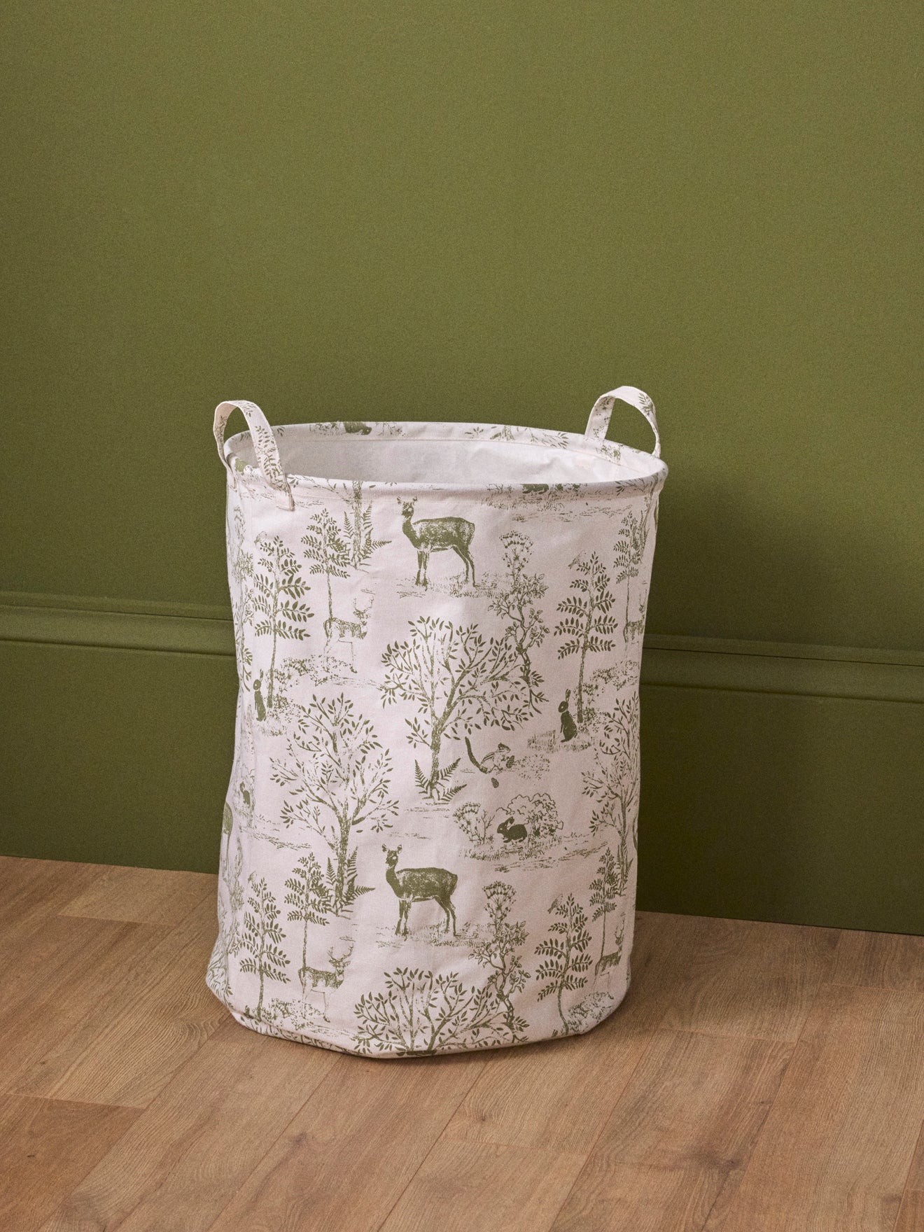 Ronde opbergbak in toile de Jouy stijl