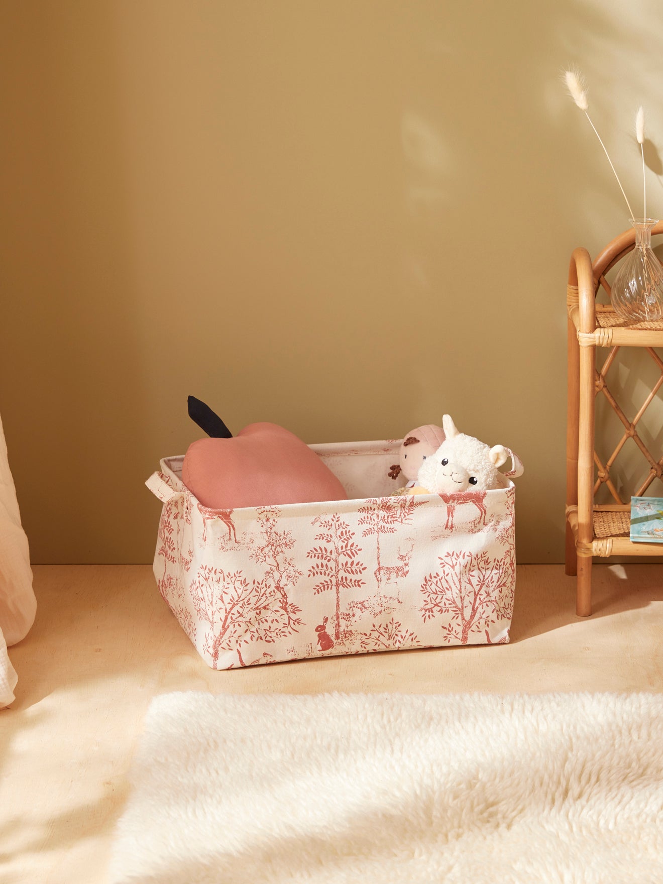 Rechthoekige opbergbak in "toile de Jouy"-stijl