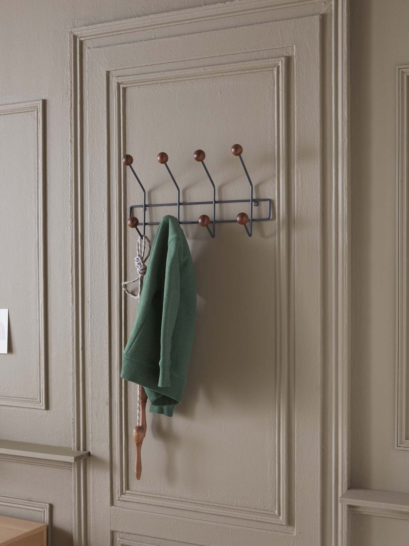 Patère Alice 8 boules en métal et bois