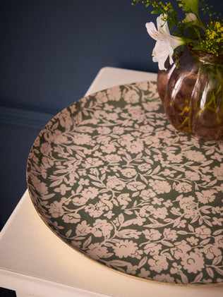 Rond geëmailleerd dienblad "Floral"