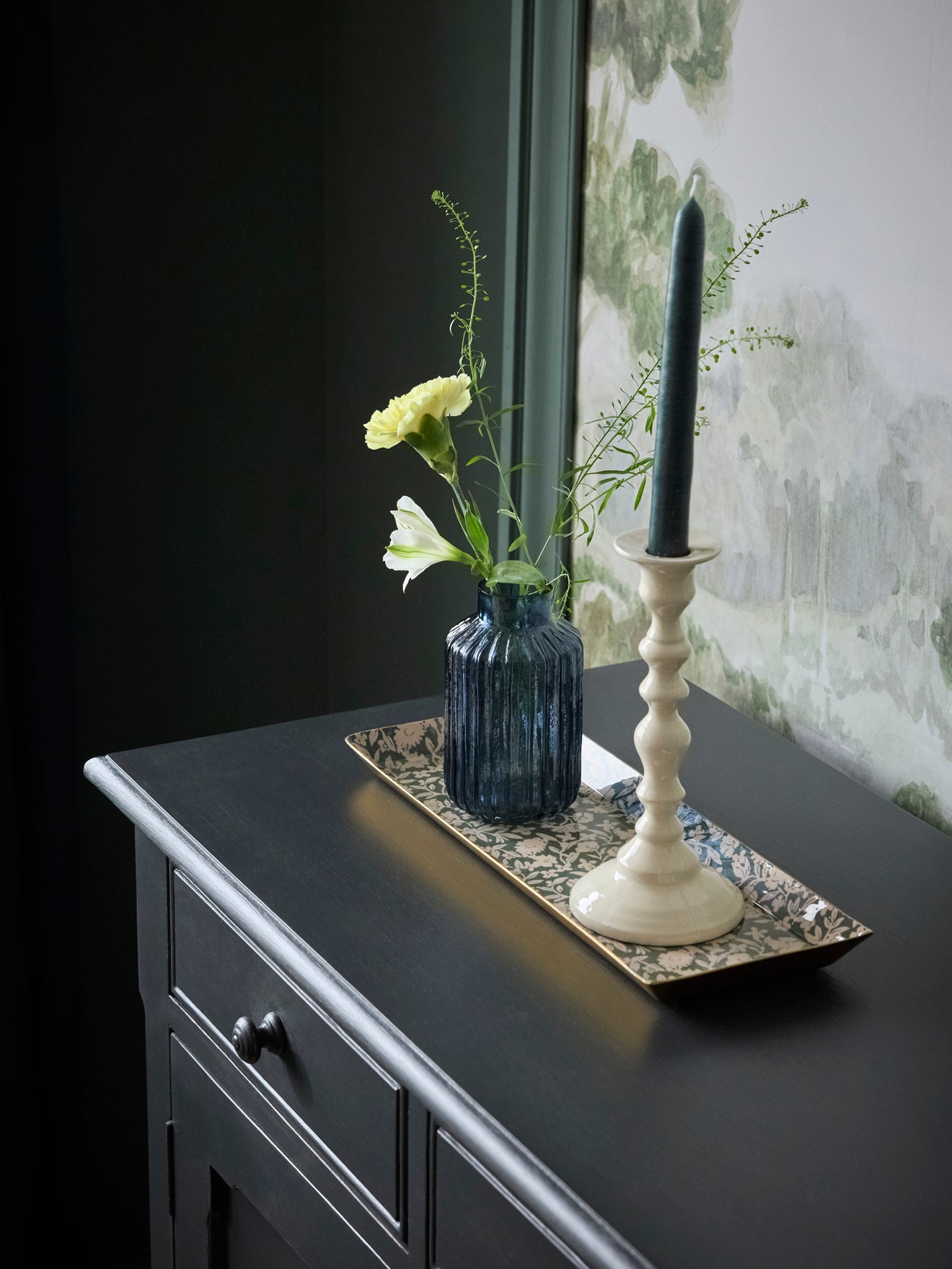 Rechthoekig geëmailleerd dienblad "Floral"