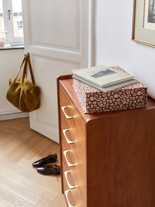 Opbergdoos bekleed met stof "Fauve"