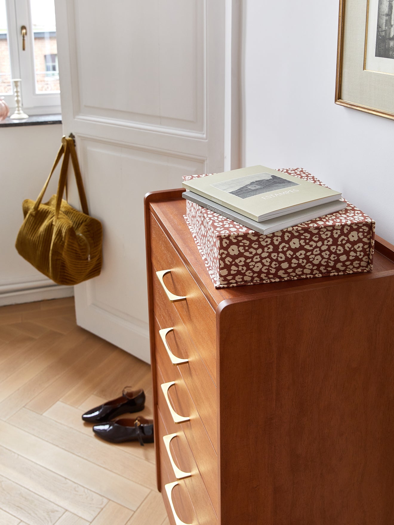Opbergdoos bekleed met stof "Fauve"