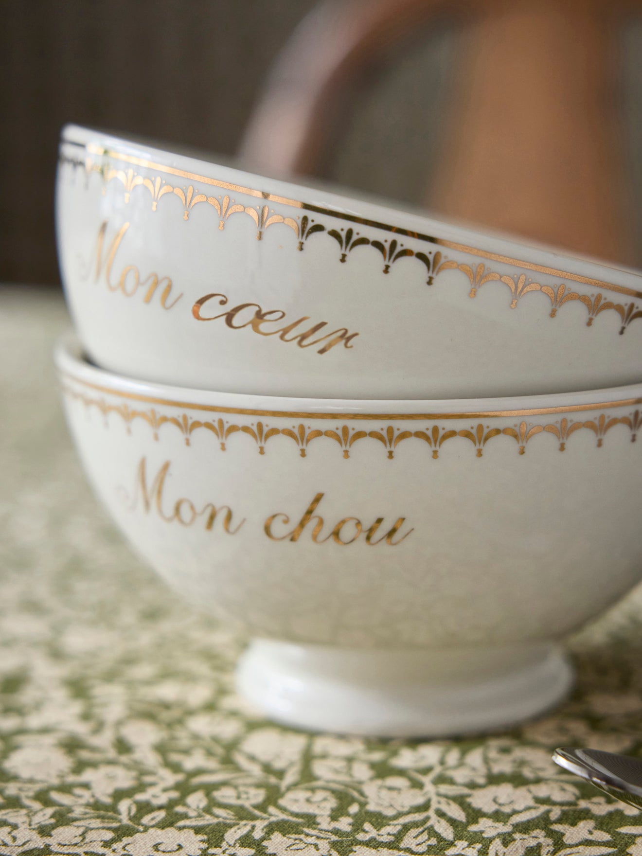 Bol en porcelaine  "Mon coeur" + "Mon chou" par lot de 2