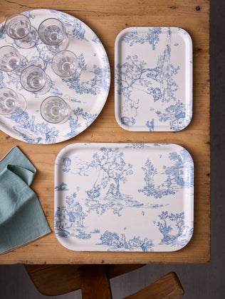 Houten dienblad "Jouy style" - rechthoekig, groot model