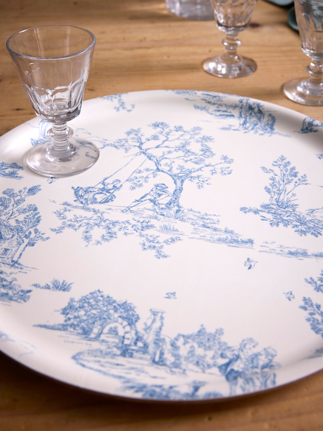 Houten dienblad "Jouy style" - rond model