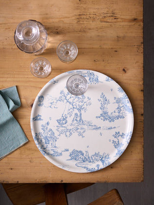 Houten dienblad "Jouy style" - rond model