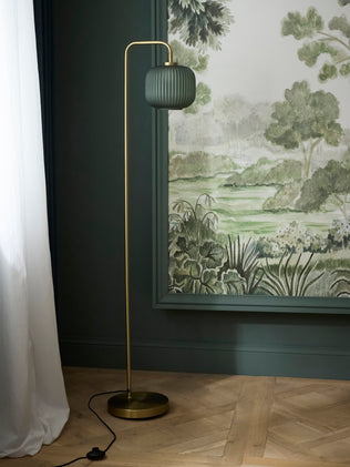 Staande lamp in metaal en geribbeld glas "Arsène"