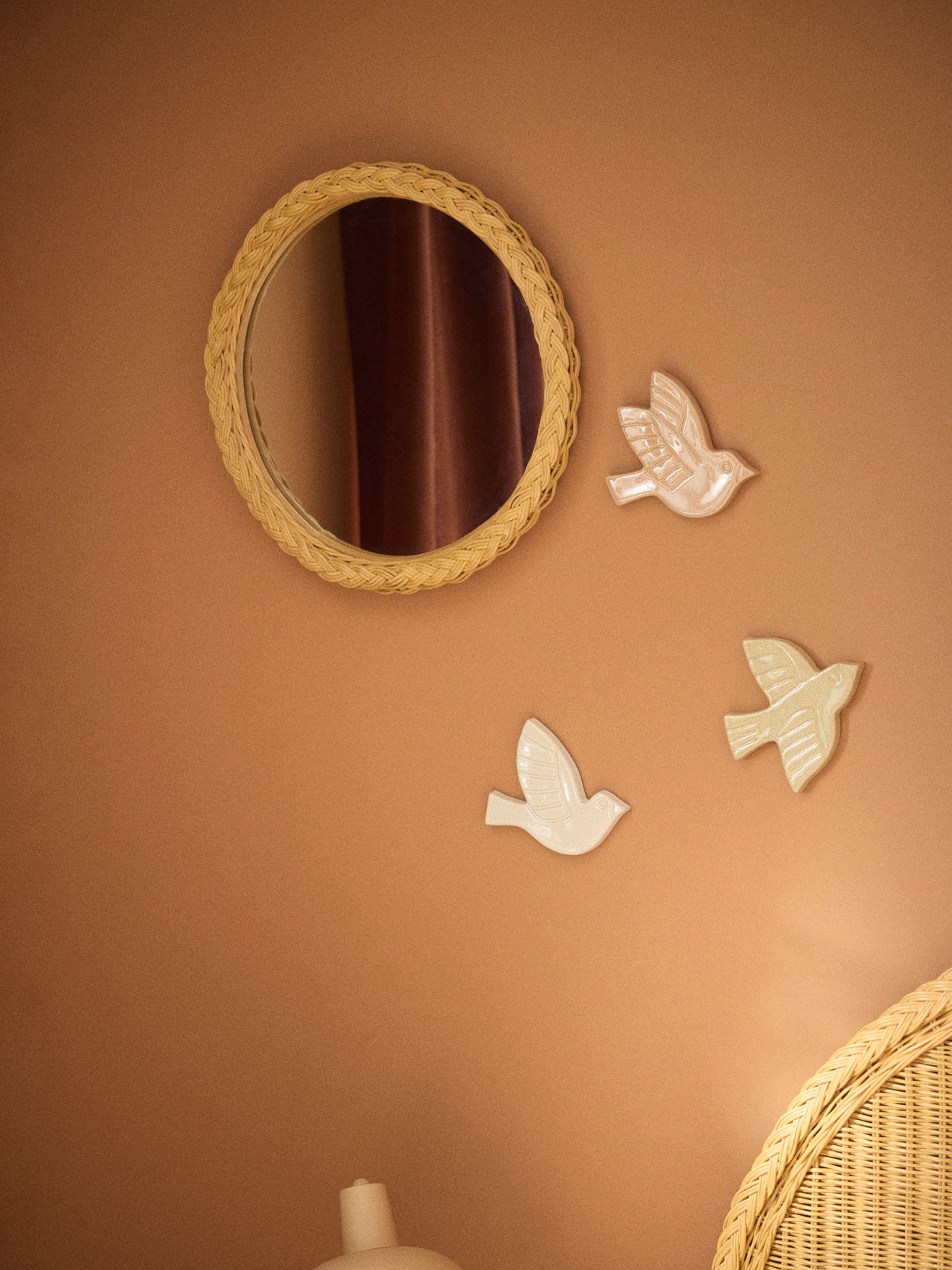 Spiegel in gevlochten rotan
