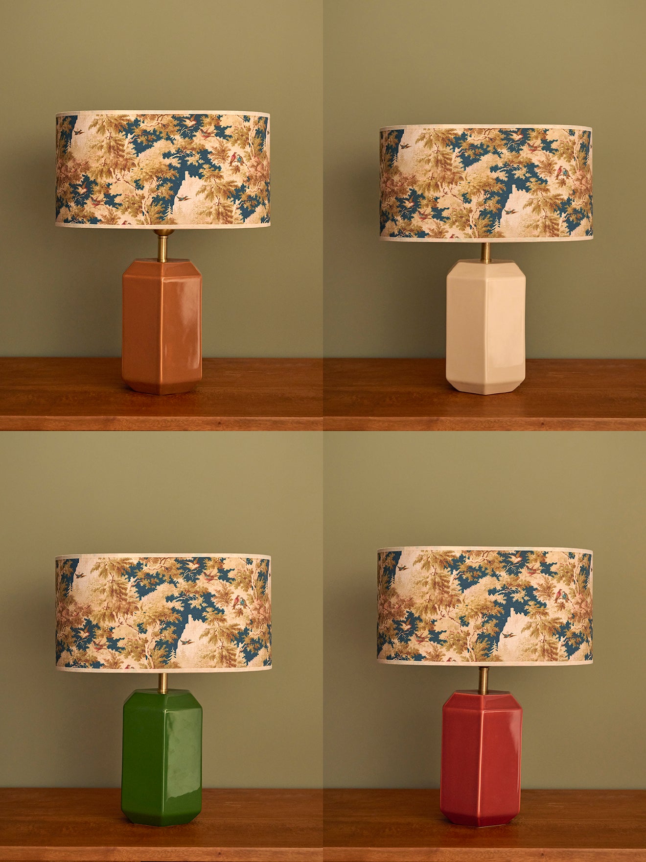 Ovaalvormige lampenkap met bloemenprint - klein model