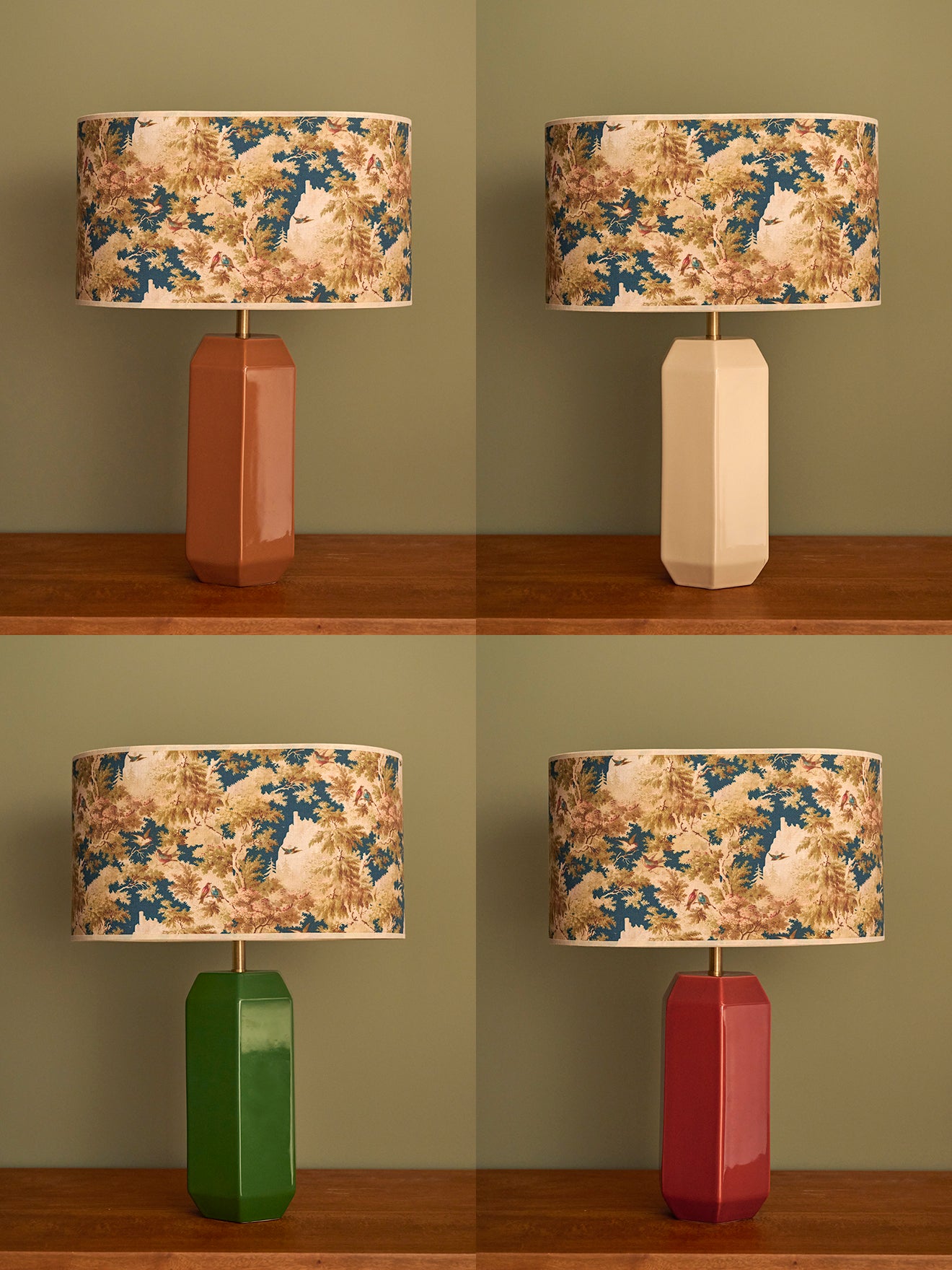 Ovaalvormige lampenkap met bloemenprint - large model