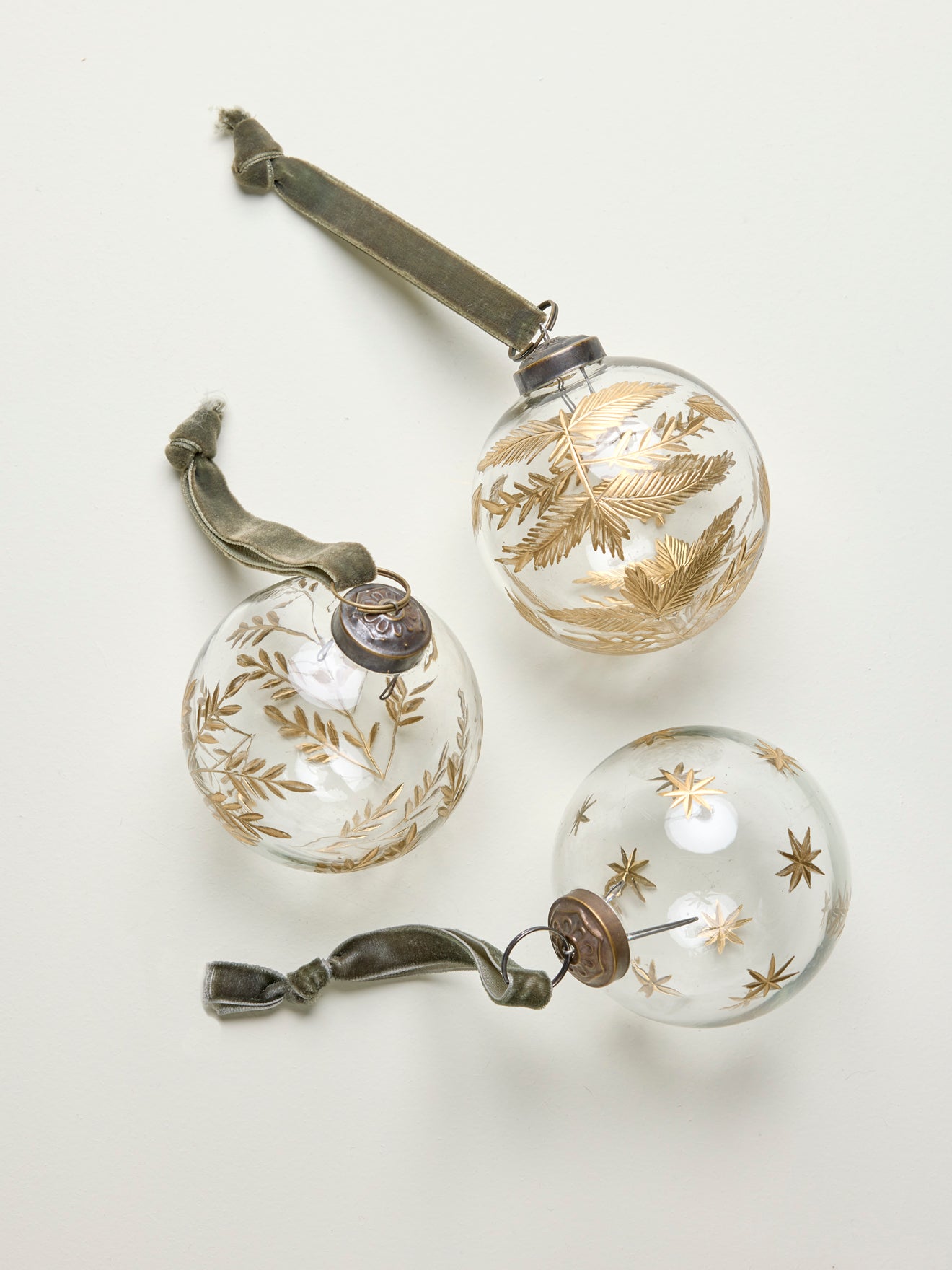 Handbeschilderde glazen kerstballen, set van 3